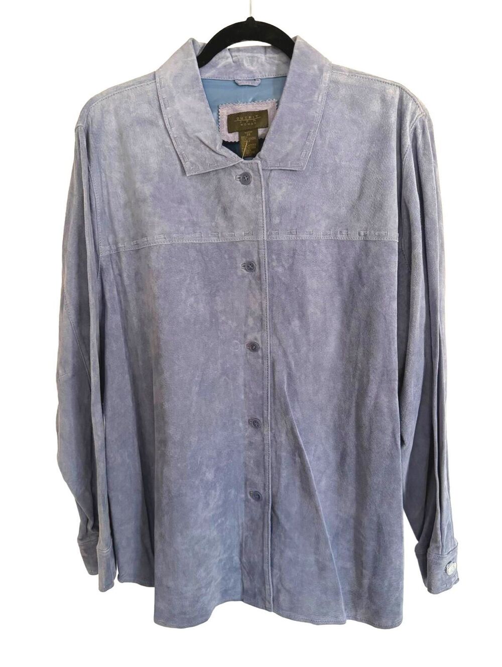 NWT Outfit JPR Woman 2X Blue Suede Leather Shacket Jacket Vintage 90s